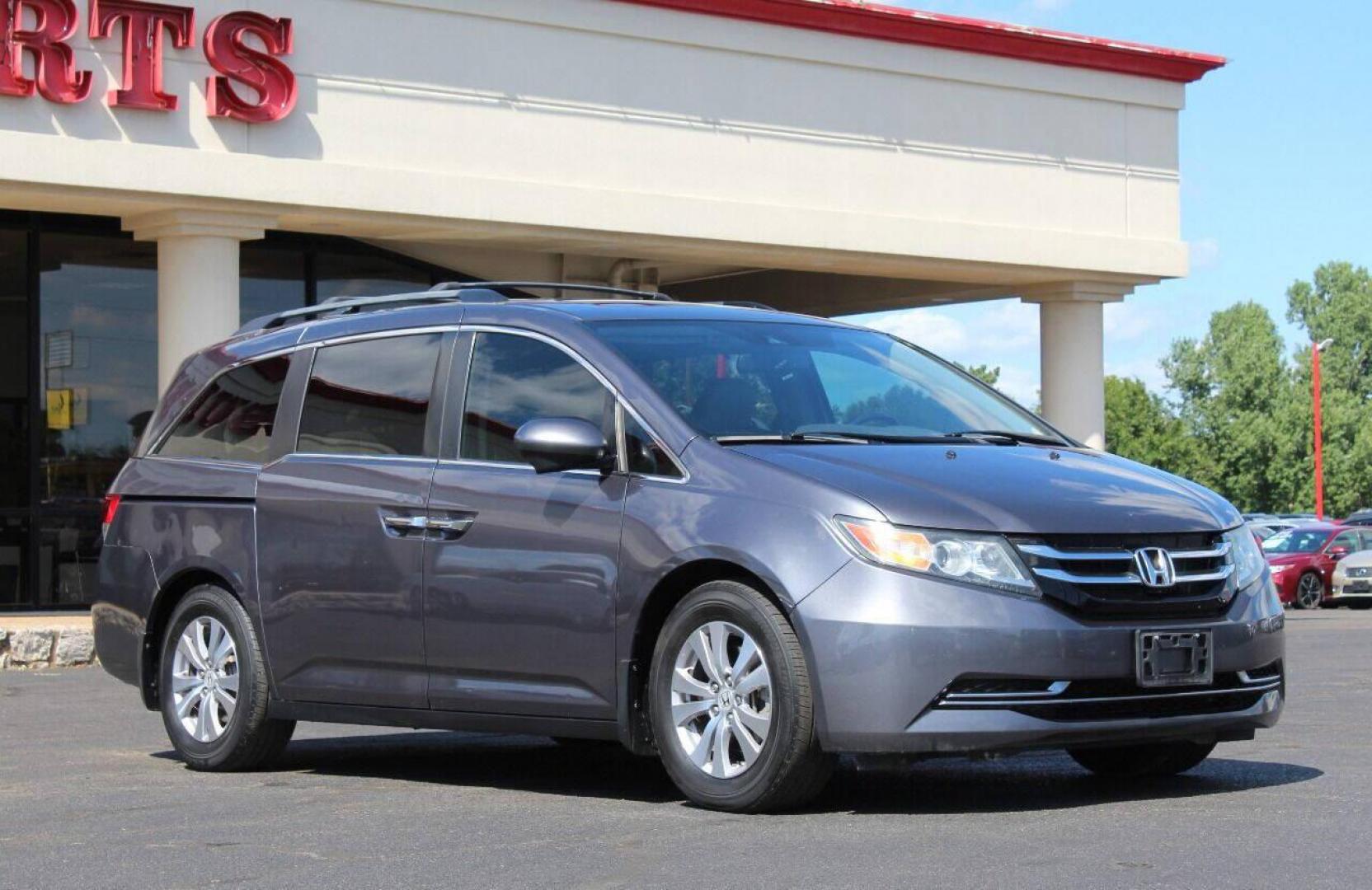 2016 Gray Honda Odyssey EX-L (5FNRL5H62GB) with an 3.5L V6 SOHC 24V engine, 6A transmission, located at 4301 NW 39th , Oklahoma City, OK, 73112, (405) 949-5600, 35.512135, -97.598671 - Photo#0