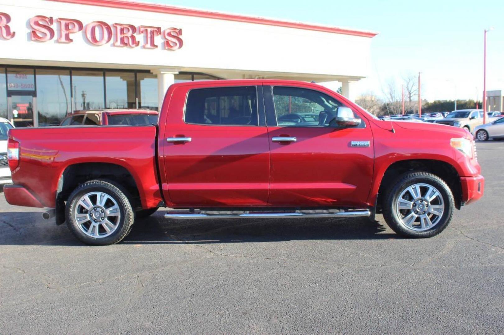 2017 Red Toyota Tundra Platinum CrewMax 5.7L FFV 4WD (5TFAW5F19HX) with an 5.7L V8 DOHC 32V engine, 6A transmission, located at 4301 NW 39th , Oklahoma City, OK, 73112, (405) 949-5600, 35.512135, -97.598671 - NO DRIVERS LICENCE NO-FULL COVERAGE INSURANCE-NO CREDIT CHECK. COME ON OVER TO SUPERSPORTS AND TAKE A LOOK AND TEST DRIVE. PLEASE GIVE US A CALL AT (405) 949-5600. NO LICENSIA DE MANEJAR- NO SEGURO DE COBERTURA TOTAL- NO VERIFICACCION DE CREDITO. POR FAVOR VENGAN A SUPERSPORTS, ECHE UN - Photo#2