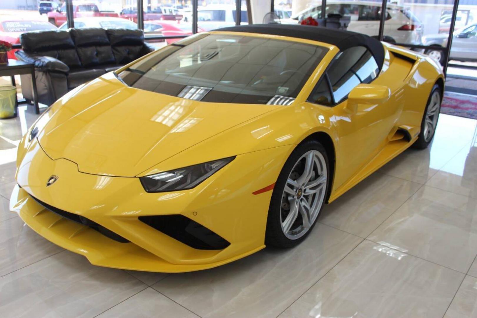 2021 Yellow Lamborghini Huracan EVO Spyder (ZHWUT5ZF0ML) with an 6.5L V12 DOHC 48V engine, 7A transmission, located at 4301 NW 39th , Oklahoma City, OK, 73112, (405) 949-5600, 35.512135, -97.598671 - PERSONAL VEHICLE. this vehicle was purchased from insurance company due to theft recovery. it was stolen. looks and drives brand new its a must see. full service been done and new tires and fresh oil. call for more info (405) 949-5600 THIS VEHICLE IS $244,900 THIS VEHICLE CAN BE PAID FOR WITH - Photo#0