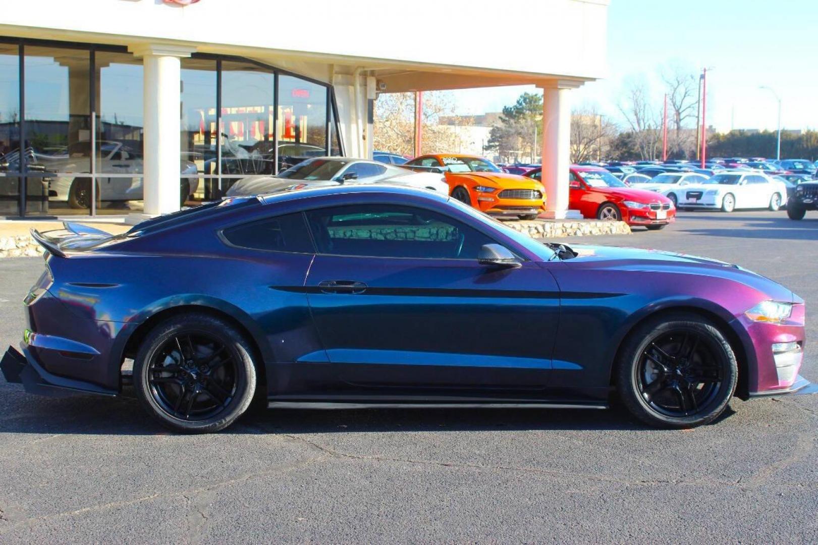 2019 Purple Ford Mustang EcoBoost Coupe (1FA6P8TH5K5) with an 2.3L L4 DOHC 16V engine, Automatic 10-Speed transmission, located at 4301 NW 39th , Oklahoma City, OK, 73112, (405) 949-5600, 35.512135, -97.598671 - Photo#2